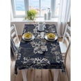 thumbnail image 3 of Vintage Flowers Rectangle Tablecloth, Dark Blue Dandelion Plants Pastoral Botanical Waterproof & StainResistant Tablecloth, Washable Oil-proof Table Cover for Dining/Party/Wedding/Buffet 52x70 In, 3 of 9