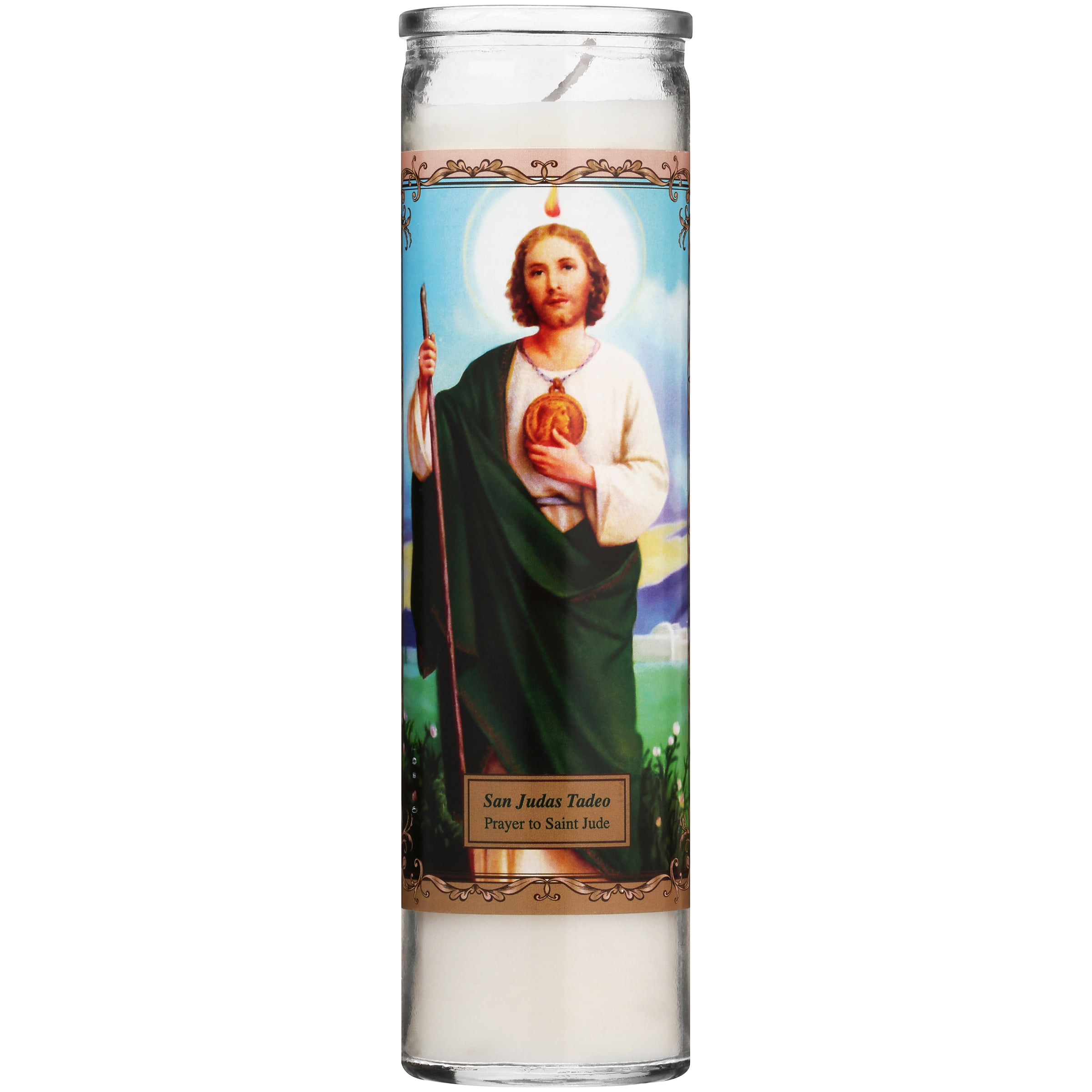 San Judas Unscented Candle, White