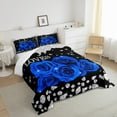 thumbnail image 4 of Erosebridal Blue Rose Flower Gifts For Women,Romantic Royal Blue Black Roses Bedding Comforter Sets Twin Adults Men Silver White Glitter Diamond Love Hearts Quilted Bedding 1 Pillow Case, 4 of 6