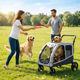 thumbnail image 4 of ModFurne Large Pet Stroller for Dogs, Foldable Travel Jogging Stroller with Storage Bag, Adjustable Handle and Lockable Wheels, Gray, 4 of 8