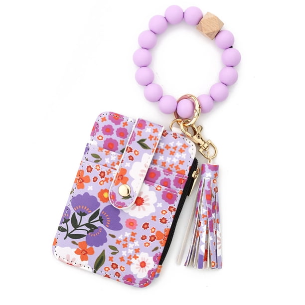 Sonducket Cartera con estampado floral para mujer con de silicona llavero 2024 de cuentas de silicona bolso de tarjeta Ropa, zapatos y accesorios Miscelánea seis