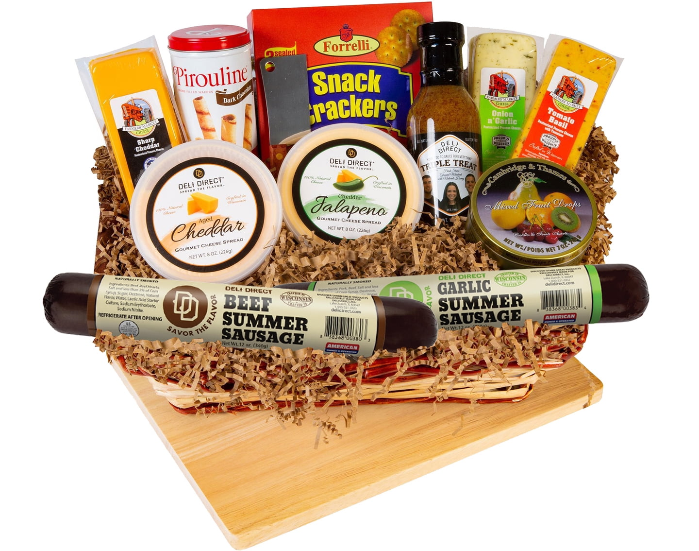 Deli Direct Wisconsin Cheese & Sausage Large Gift Basket 14 pc Basket
