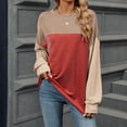 thumbnail image 2 of ATOYSOY Women's Casual Cotton Shirts Loose Tops Long Sleeve Tees Fall Winter Color Block Pullover Workout Fashion Crew Neck Sweatshirts Outwear Retro Red XL, 2 of 7