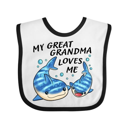 

Inktastic My Great Grandma Loves Me- Whale Shark Gift Baby Boy or Baby Girl Bib