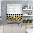 thumbnail image 5 of Sunflower Checkered Half Window Curtains 24 Inches Long, Black Buffalo Plaid Pastoral Flowers Window Treatment Curtain Drapes, Short Curtains Tiers for Kitchen Over Sink, 27.5"x24", 2 Panels, 5 of 7