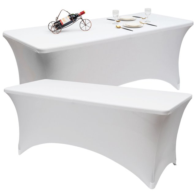 Costway 2Pcs 8ft Rectangulaire Spandex Nappe de Table Blanc