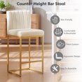 thumbnail image 3 of 27 Inch Bar Stool, Velvet Counter Height Bar Stools, Set of 2 Bar Chairs with Back and Metal Legs, Kitchen Island Counter Stools for Pub, Dinning Room, Cafes, 3 of 6