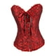 thumbnail image 2 of Corsé con ribete floral para mujer, faja de satén, lencería de jacquard con cordones negro y rojo, 2 of 9