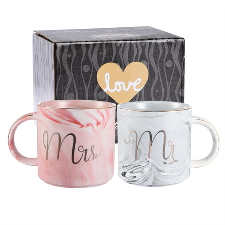 Uarter 400 ML Mr and Mrs Ceramic Mugs Coffee Cups Mr & Mrs Gifts for Couples Wedding Anniversary Valentines, Set of (Best Gift For Wedding Couple)