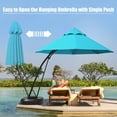 thumbnail image 6 of Spaco 11 Feet Outdoor Cantilever Hanging Umbrella with Base and Wheels-Turquoise, Patio Offset Umbrella with Easy Tilt Adjustment, Outdoor Cantilever Hanging Umbrella, 6 of 8