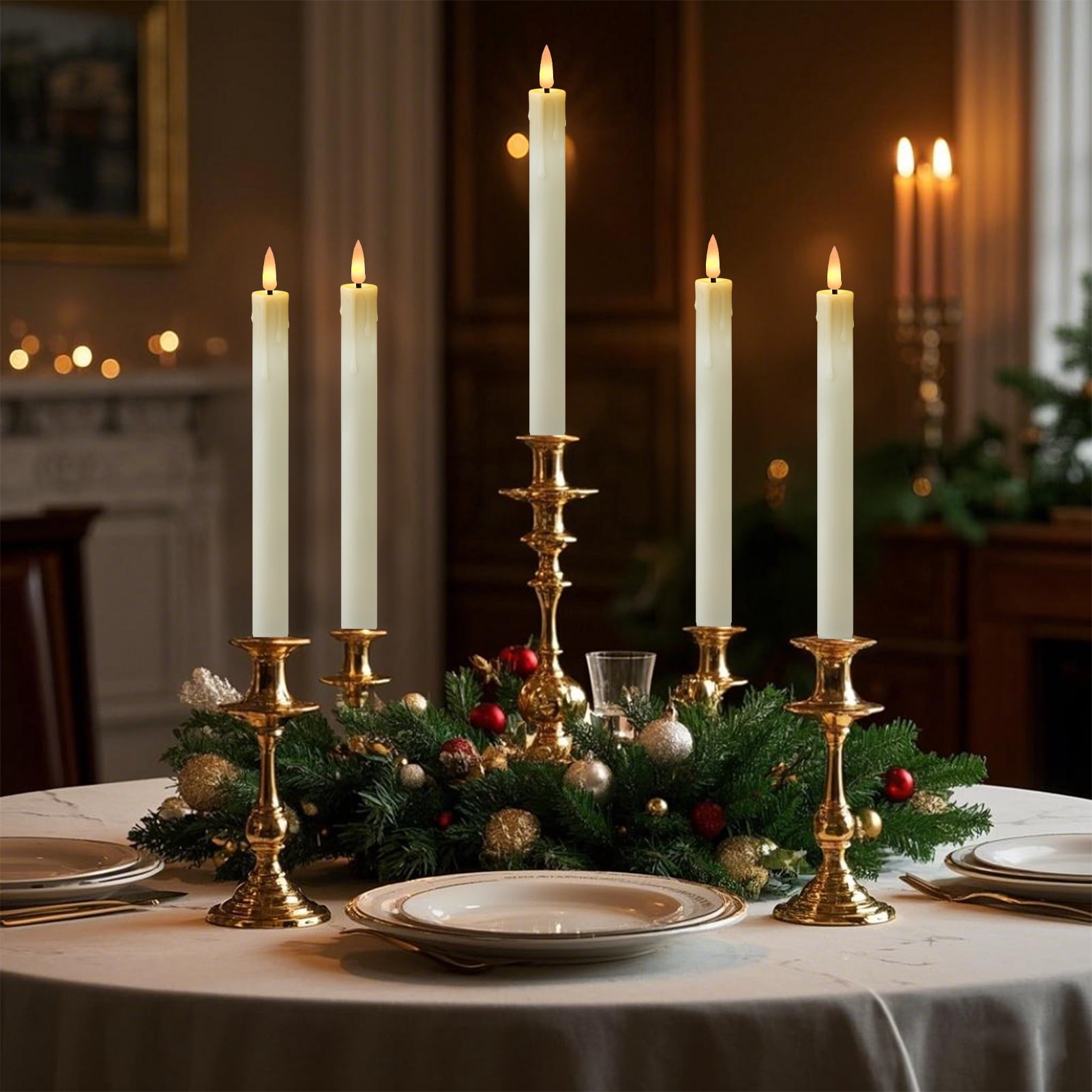 Rechargeable Candles Taper Lights with Remote Timer, LED Tea Lights Candles Battery Operated, Rechargeable Flameless Candles for Home Decor Seasonal Decor, Dia 0.8"X H 9.6'', 6-Pack