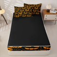 thumbnail image 4 of Manfei Spooky Pumpkin Print Zipper Twin Comforter Sets with Fitted Sheet and 2 Pillowcases for Kids, Black Orange Halloween Theme Zipper Bedding Set, Black Reversible, 4 Pieces, 4 of 6
