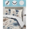 thumbnail image 4 of Quilts Full Size Bedding Set, Navy Blue Floral Lightweight Quilted Comforter, Watercolor Flowers Farmhouse Linen Soft Reversible Bedspread Coverlet with Pillow Covers for All Season, 78" x 90", 4 of 7