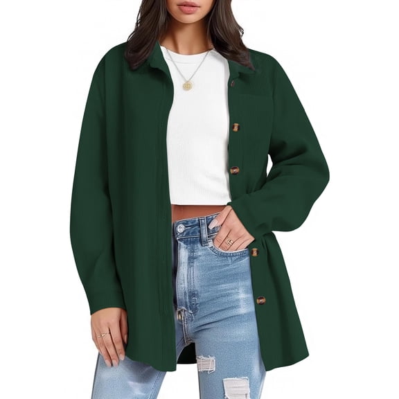 Zeagoo Womens Plus Size Corduroy Button Down Shirts Long Sleeve Oversized Fall Blouses Tops Casual