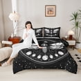 thumbnail image 4 of Homewish Gothic Moth Butterfly Queen Comforter Set, Tribal Hippie Skeleton Bedding Sets, Psychedelic Starry Sky Reversible Bedding Comforter Set, Breathable Home Decor, 3-Piece, 4 of 8