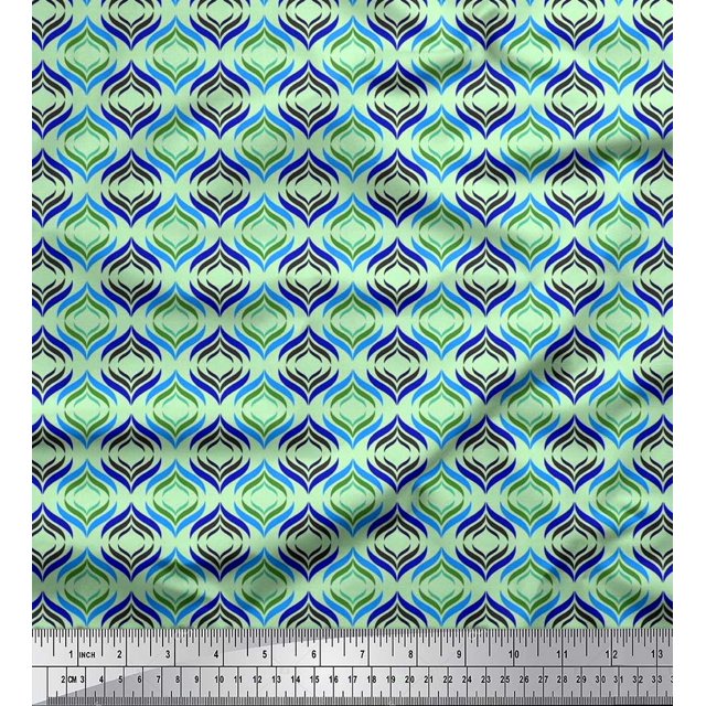 Soimoi Poly Georgette Fabric Ogee Damask Print Fabric by The Yard 42 Inch Wide
