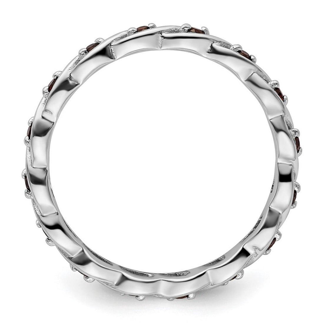 2.5mm 925 Sterling Silver Polished Prong set Stackable Garnet Ring Size 8 Stackable Ring for Women