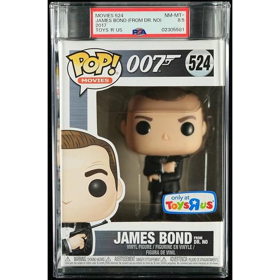 007 Dr. No, PSA Graded 8.5 NM-MT , James Bond (From Dr. No) Collectible Vinyl Figure #524, Fully Encapsulated Bundle with Compatible Funko Pop! PSA Hard Protector Case