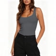 thumbnail image 5 of Gamivast Ribbed Tank Top for Women Sleeveless Scoop Neck Fitted Summer Cami Shirt Stretchy Basic Top for Daily Outfits Layering And Workout Gray L, 5 of 7