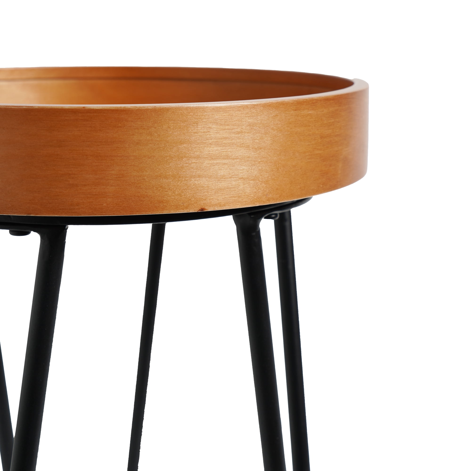 Wood & Metal Round Modern Industrial Accent End Side Small Coffee Table - 23" x 12" x 12"