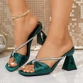 thumbnail image 2 of SACFOF Women's Heeled Sandals Two Strap Slip-On High Heels Square Open Toe Chunky Block Sandals Sexy Wedding Bridal Party Dress Shoes, 2 of 6