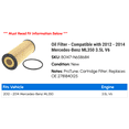 thumbnail image 2 of Oil Filter - Compatible with 2012 - 2014 Mercedes-Benz ML350 3.5L V6 2013, 2 of 2