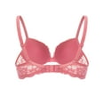 thumbnail image 6 of Deyllo Women's Lace Push Up Padded Plunge Add Cups Underwire Lift Up Bra, Peach Pink 36A, 6 of 9