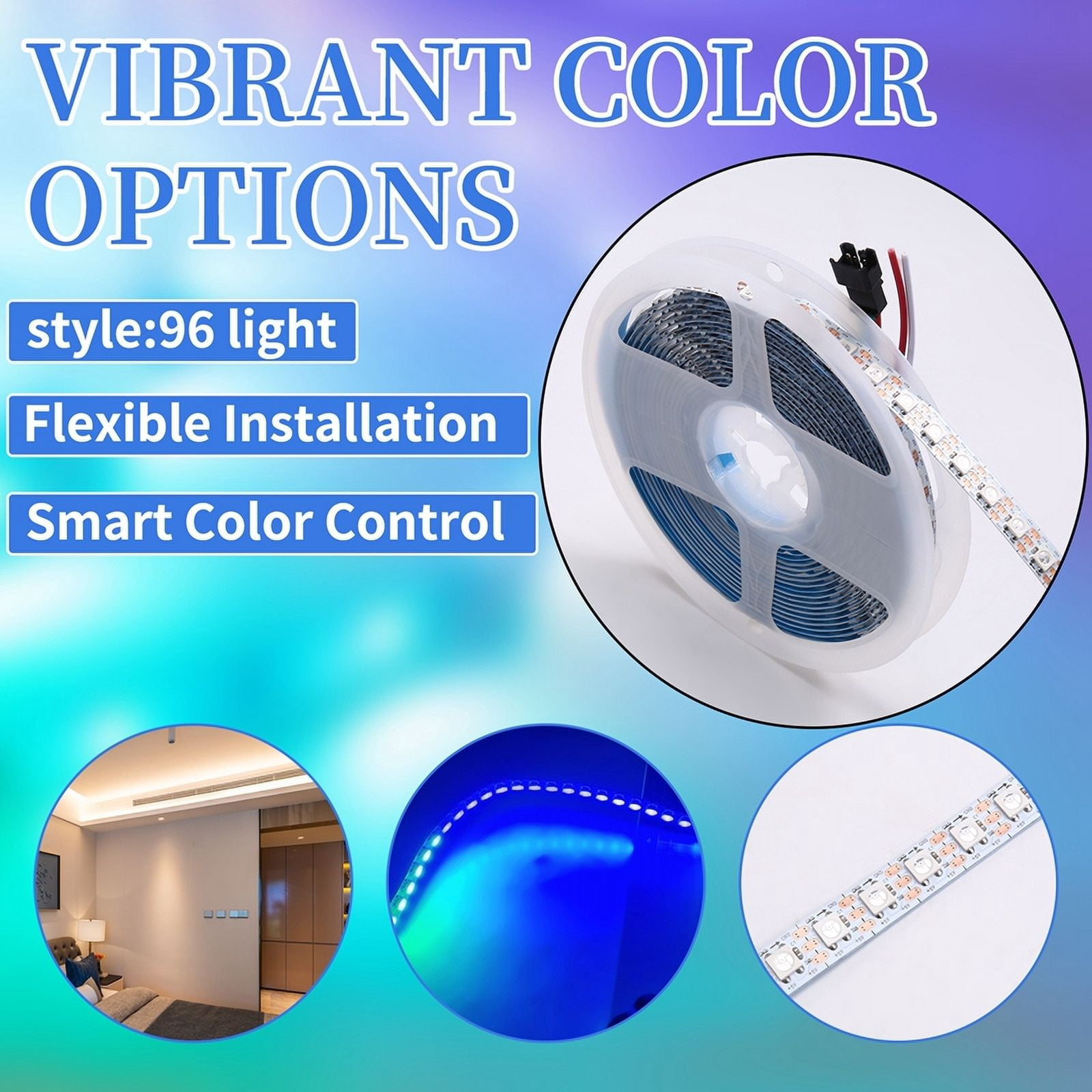 LED Magic Light with Full Color 5v Built-in Light Strip Smart Color Soft LED RGB Atmosphere Decorative Light 96 Light,1 * LED magic light strip,White