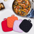 thumbnail image 2 of Square Quilted Pot Holders, 7x7 inch Heat Resistant Cotton Potholders with Hanging Loop, Non-Slip Hot Pads for Kitchen Cooking Baking, Multi Colors, 2 of 9
