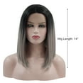 thumbnail image 2 of Unique Bargains Lace Front Wigs Medium Long Straight Bob for Women Lady Gray, 2 of 8