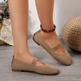 thumbnail image 4 of Women's Ballet Flats Shoes Fashion Square Toe Slip On Knit Dress Mary Jane Shoes Non Slip Causal Work Walking Loafers Brown Size 8, 4 of 8