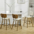 thumbnail image 4 of WOOW DEPOT PU Bar Stools Set of 2, 26" Seat Height w/ Mid Back Bent Wood Legs, Modern Upholstered Island Barstool Counter Chair for Home Kitchen Pub Dining Room, 4 of 10