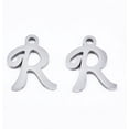 thumbnail image 2 of 5 Pcs Non-Tarnish 201 Stainless Steel Alphabet Charms Letter.R Pendant Stainless Steel Color Pendant for Women Birthday Festival Elegant Gifts DIY Personalized Jewelry 12x9x1mm, 2 of 2
