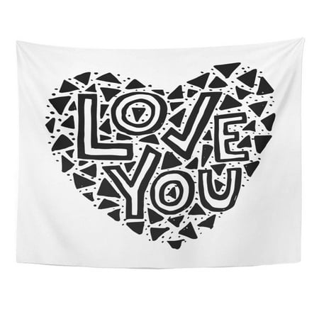 UFAEZU Love You Phrase for Valentine Day Lettering Romantic Save The Date Greeting Sign Message Wall Art Hanging Tapestry Home Decor for Living Room Bedroom Dorm 51x60