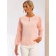 thumbnail image 2 of Top de la blusa de la oficina del trabajo del cuello del ojo de la cerradura de las mangas largas semi transparentes de la gasa elegante de las mujeres Rosa Claro S, 2 of 6