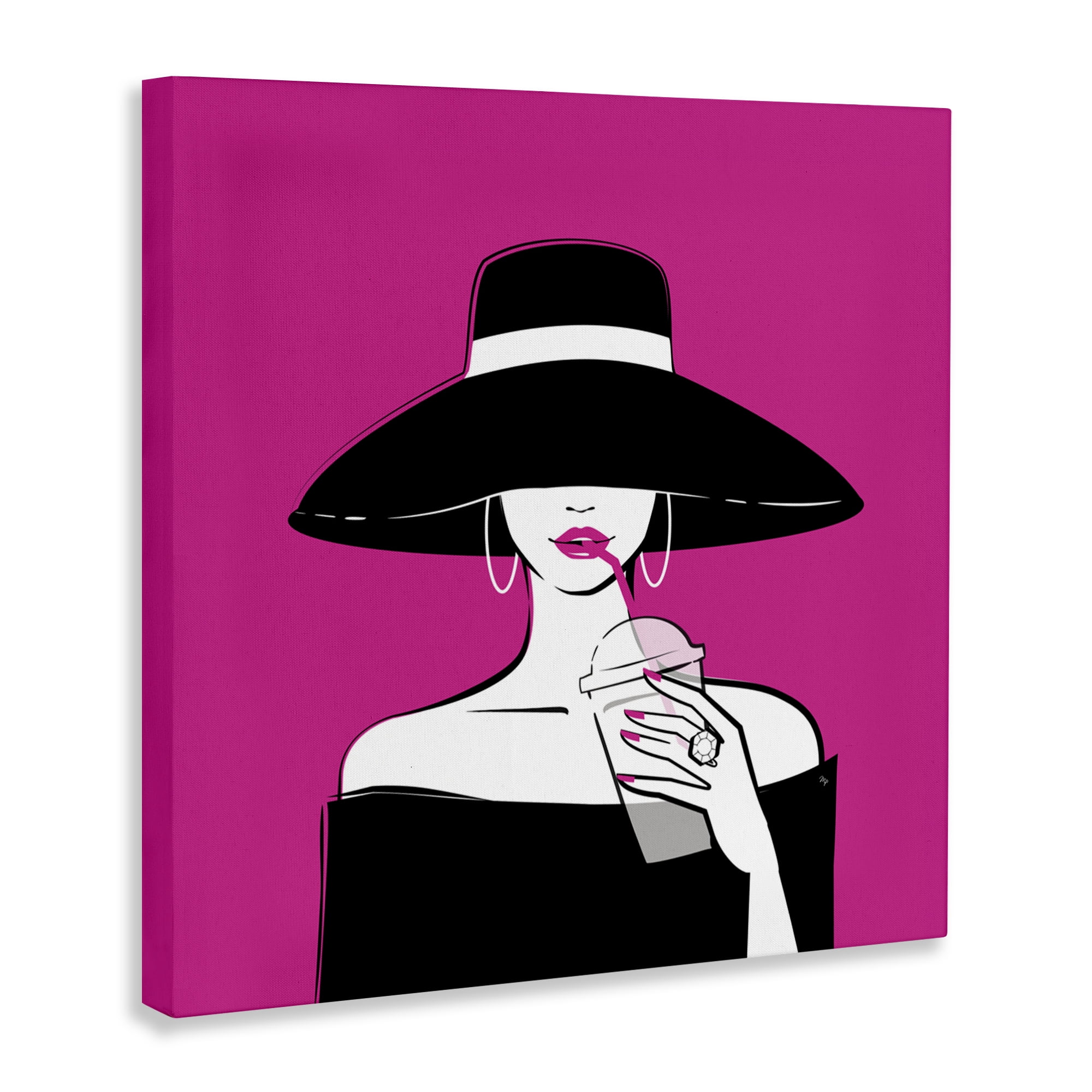 Stupell Industries Black Hat Glamourous Woman Canvas Wall Art, design by Martina Pavlova