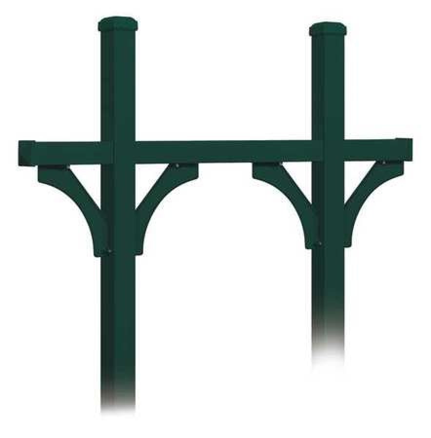 Deluxe Mailbox Post - Bridge Style for (5) Mailboxes - In-Ground Mounted - Green