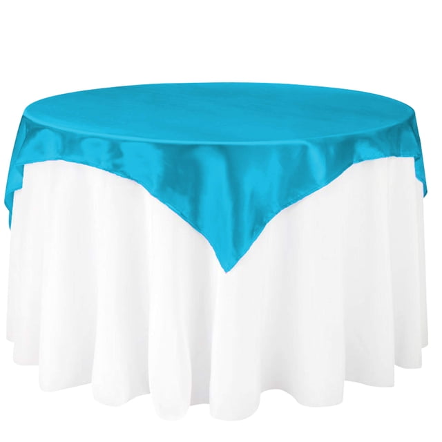 Linentablecloth - Mantel Cuadrado De Satén (60 Pulgadas), Color Turquesa