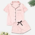 thumbnail image 3 of Sngxgn Womens Pajamas Set PJs Set Button up Front Sleepwear Soft Long Short Sleeve Shirt Loungewear Set(Pink,M), 3 of 3