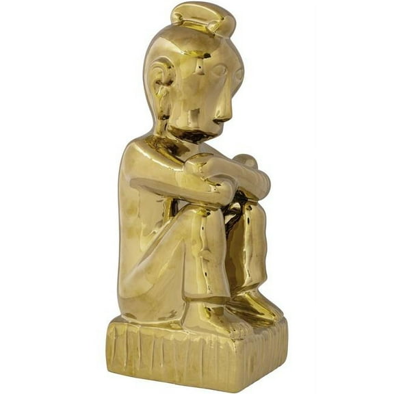 Home Essentials & Beyond 49630 13.75 in. Gold Warrior Ceramic Figurine