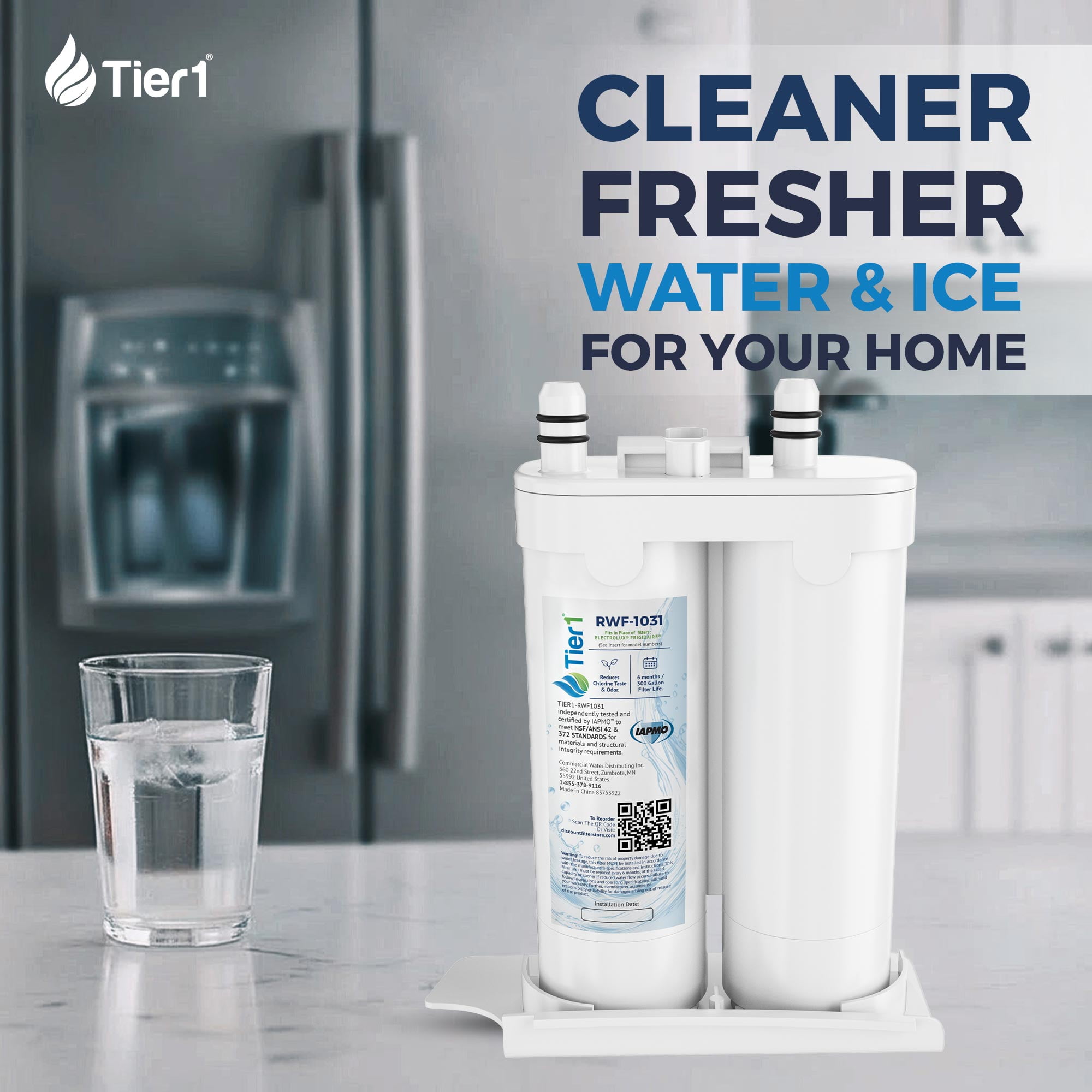 Tier1 RWF1031 WF2CB Refrigerator Water Filter | Replacement for PureSource2 WF2CB & EWF01 Fridge Filter - Up to 12 Months Supply | Easy Install | Odor Control | Clean & Great Tasting Water (2-pk)