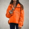 thumbnail image 2 of ZHOUCHANKIDS Women's Pullover Puffer Jacket Hooded Oversized Lightweight Quilted Jacket Winter Warm Padded Coat Orange S, 2 of 5