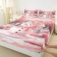 thumbnail image 3 of Manfei Cute Cartoon Snowman Twin Sheet Sets, Xmas Tree Gingerbread House Twin Fitted Sheet, Merry Christmas Flat Sheet for Girls, Breathable Home Decor 3-Piece, 3 of 7