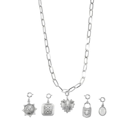 No Boundaries Holiday Gifting Silvertone Necklace & Charm Set