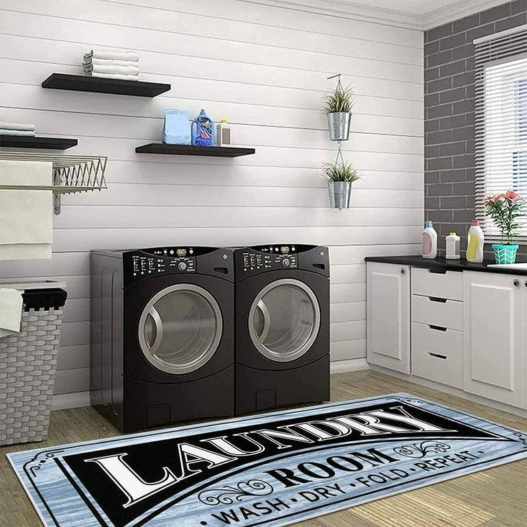 Laundry Room Rugs Runner, Light Non Slip Waterproof Laundry Mats