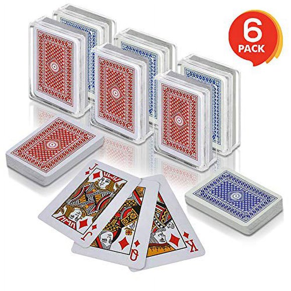 Gamie Mini Cartes à Jouer 2,5 Pouces - Pack de 6 Ponts - Jeu de Cartes Miniature - Petites Cartes de Jeu de Casino pour les Enfants, les Hommes, les Femmes - Cadeau de Nouveauté, Faveur Magique pour les Garçons Filles, Idée de Décoration