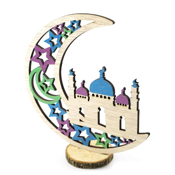 Billuyoard Decoración de Eid Mubarak, adorno de Festival, adornos artesanales musulmanes, decoraciones islámicas de mesa, decoraciones de escritorio en Kits de decoración para fiestas JM00454 Billuyoard HA061012-01