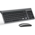 thumbnail image 1 of Wireless Keyboard and Mouse Ultra Slim Combo, 2.4G Silent Compact USB 2400DPI Mouse and Scissor Switch Keyboard Set with Cover, Batteries Included, for PC/Laptop/Windows/Mac - Gray Black, 1 of 6
