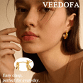 thumbnail image 3 of VEEDOFA Chunky 14K Gold Plated Hoop Earrings for Women, Fashion Hypoallergenic earrings Minimalist Jewelry Gift, 3 of 7