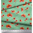 thumbnail image 3 of Soimoi Green Rayon Fabric Text & Poppy Floral Fabric Prints By Yard 56 Inch Wide, 3 of 3